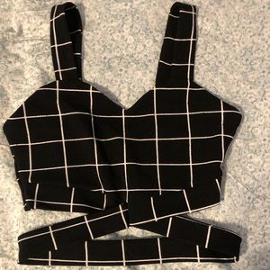 Shein Black and White Geometric Crop Top